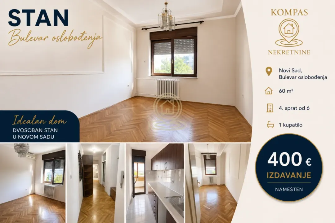 Rent, two bedroom apartment, 60m², Bulevar Oslobodjenja, Novi Sad Sve Podlokacije