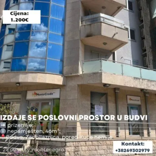 Izdavanje, poslovni prostor, 46m², Zaobilaznica, Budva