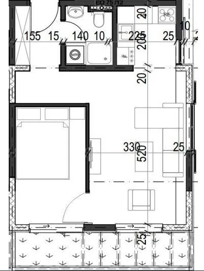 Prodaja, jednosoban stan, 39m², Radanovići, Kotor