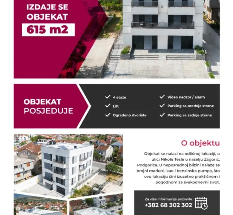 Rent, office space, 615m², Zagorič, Podgorica