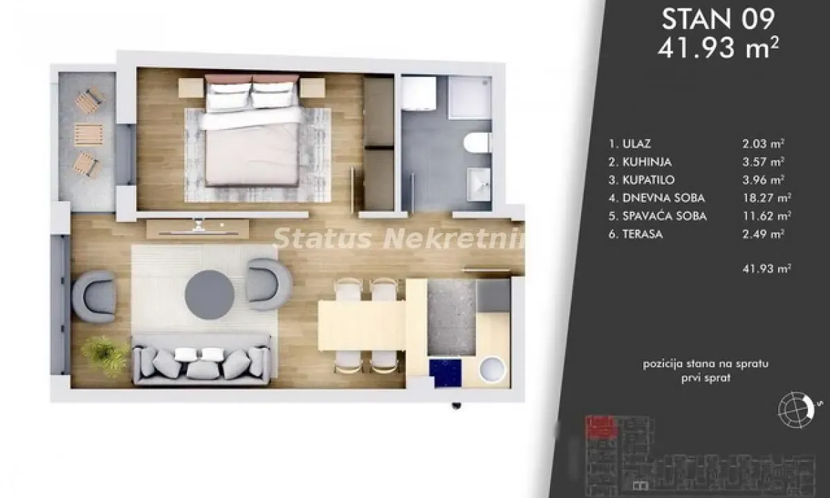 Prodaja, dvosoban stan, 42m², Centar, Novi Sad