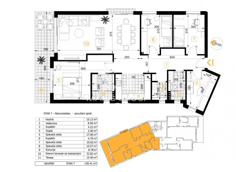 Sale, four bedroom apartment, 108m², Stari Košutnjak, Rakovica