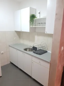 Manja bijela kuhinja sa sudoperom i visećim elementima. - image 5