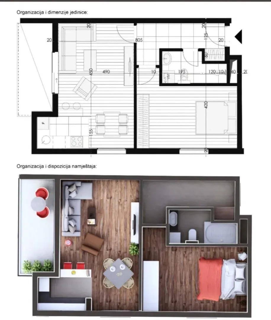 Prodaja, jednosoban stan, 56m², Momišići, Podgorica