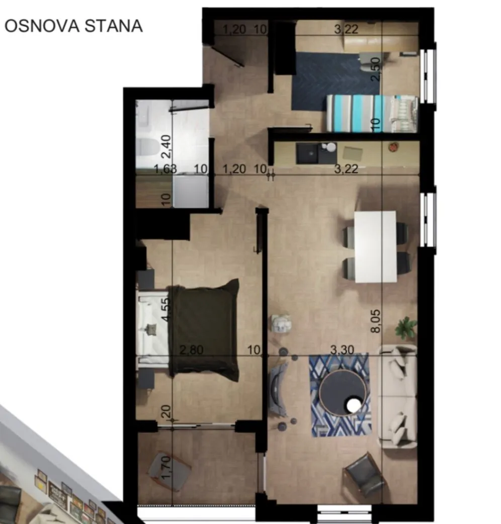 Sale, two bedroom apartment, 61m², Ilino, Bar