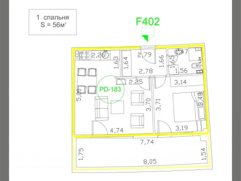 Sale, one bedroom apartment, 56m², Budva, Crna Gora - image 13