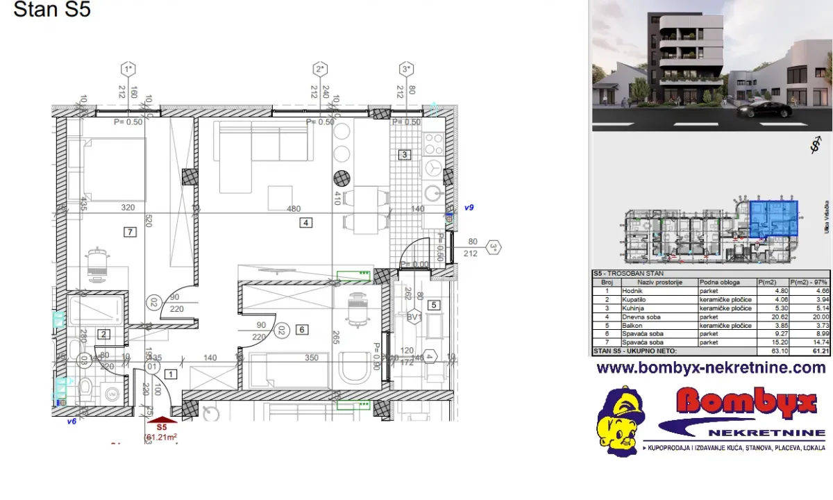 Prodaja, dvosoban stan, 61m², Telep, Novi Sad Sve Podlokacije