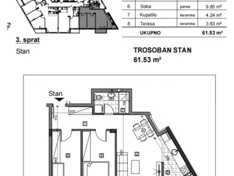 Prodaja, trosoban stan, 62m², Bulevar patrijarha Pavla, Novi Sad Sve Podlokacije - image 2