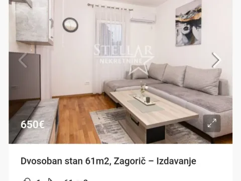 Izdavanje, dvosoban stan, 61m², Zagorič, Podgorica - image 2