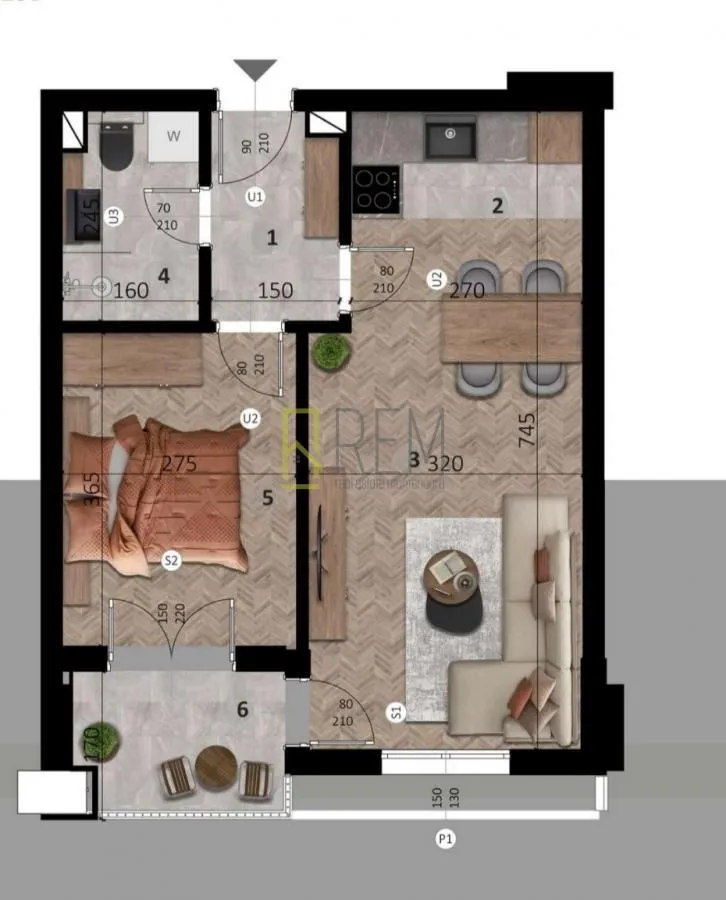 Sale, one bedroom apartment, 44m², Bar, Crna Gora