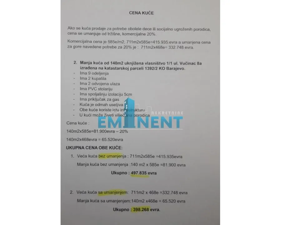 Sale, house, 849m², Arnajevo, Barajevo
