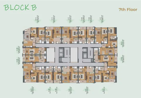 Architectural floor plan showing apartment layouts and square footage. - image 5