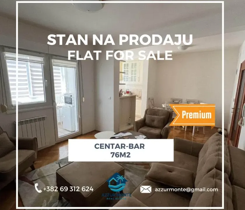 Sale, apartment, 76m², Centar, Bar