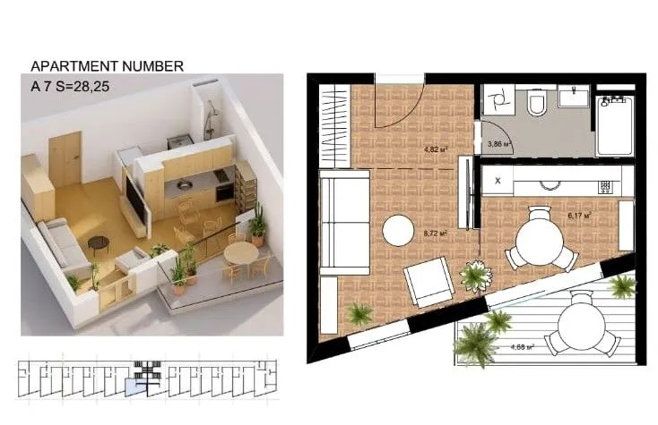Sale, studio apartment, 28m², Bečići, Budva