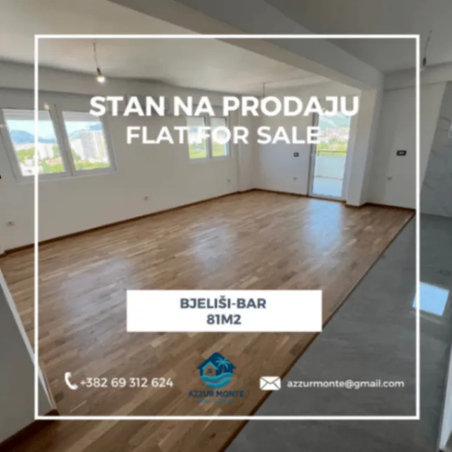 Sale, two bedroom apartment, 81m², Bjeliši, Bar