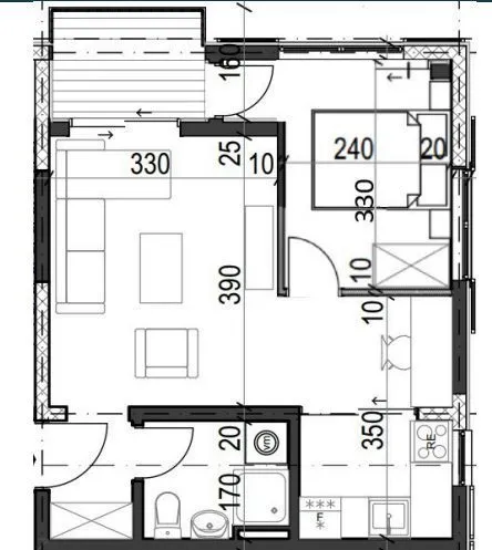 Sale, one bedroom apartment, 37m², Radanovići, Kotor
