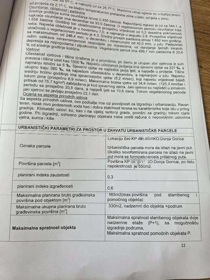 Prodaja, plac, 550m², Donja Gorica, Podgorica