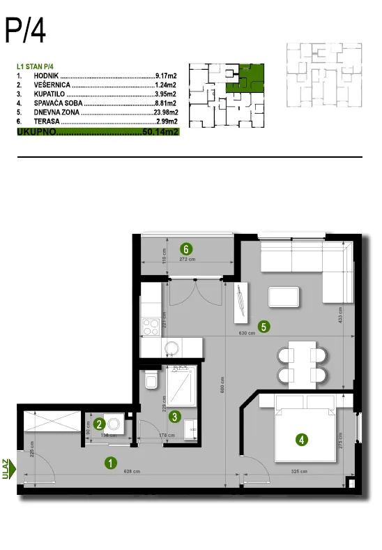 Sale, one bedroom apartment, 42m², Čeluga, Bar