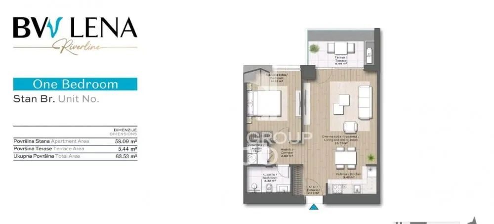 Sale, two bedroom apartment, 64m², Savski Venac, Beograd