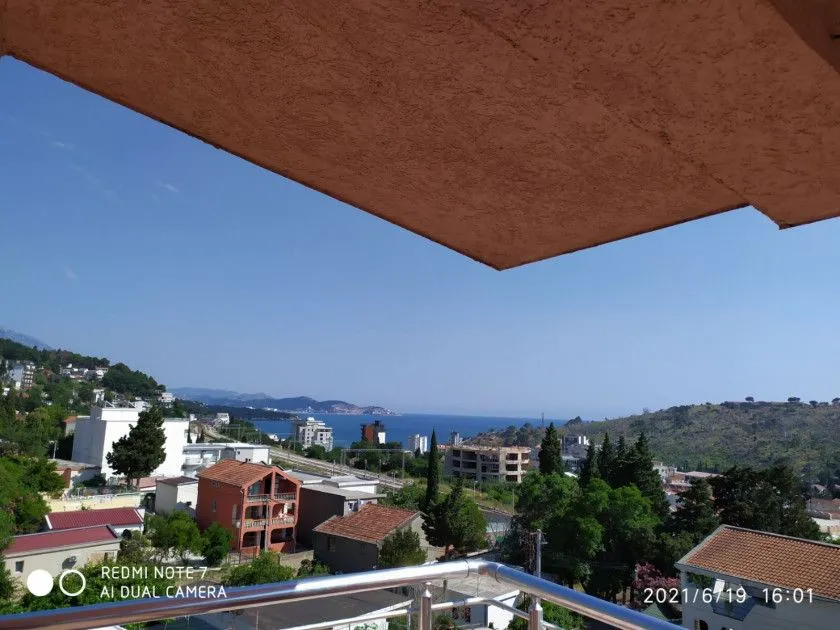 View from the terrace overlooking the settlement and the sea.