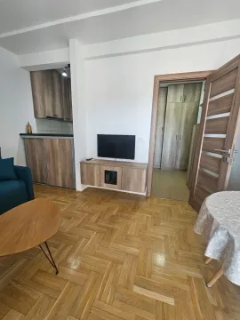 Dnevna soba sa parketom, garniturom i pogledom na kuhinju i hodnik. - image 7