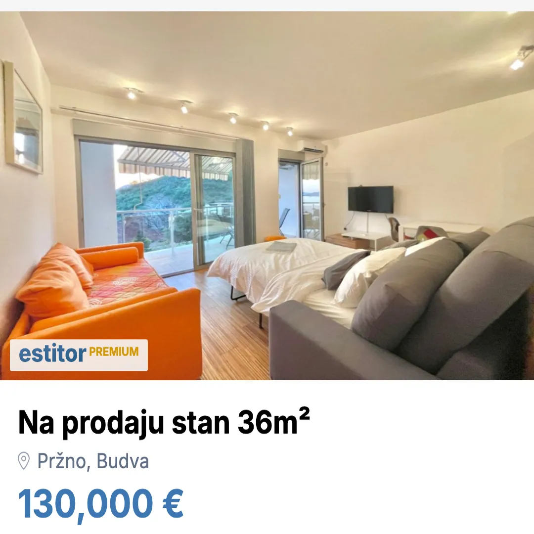 Prodaja, stan, 36m², Pržno, Budva