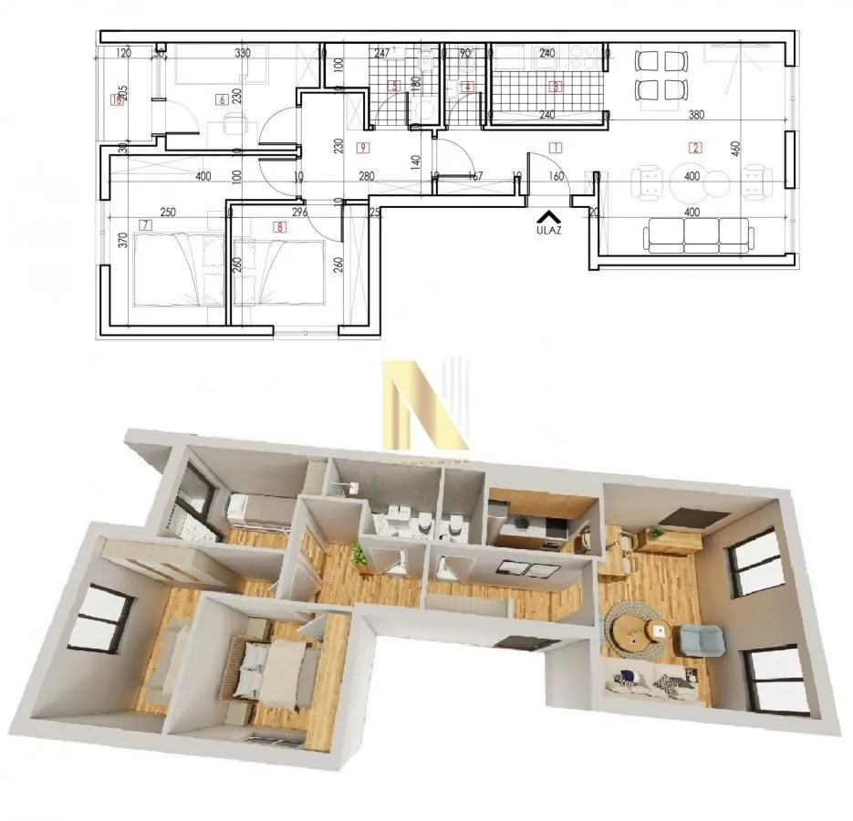 Sale, four bedroom apartment, 64m², Karagača, Petrovaradin