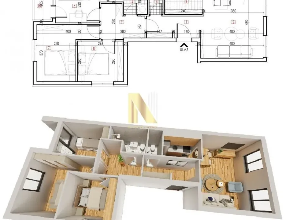 Sale, four bedroom apartment, 64m², Karagača, Petrovaradin