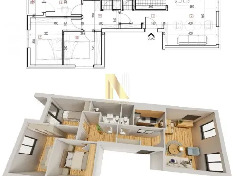 Sale, four bedroom apartment, 64m², Karagača, Petrovaradin