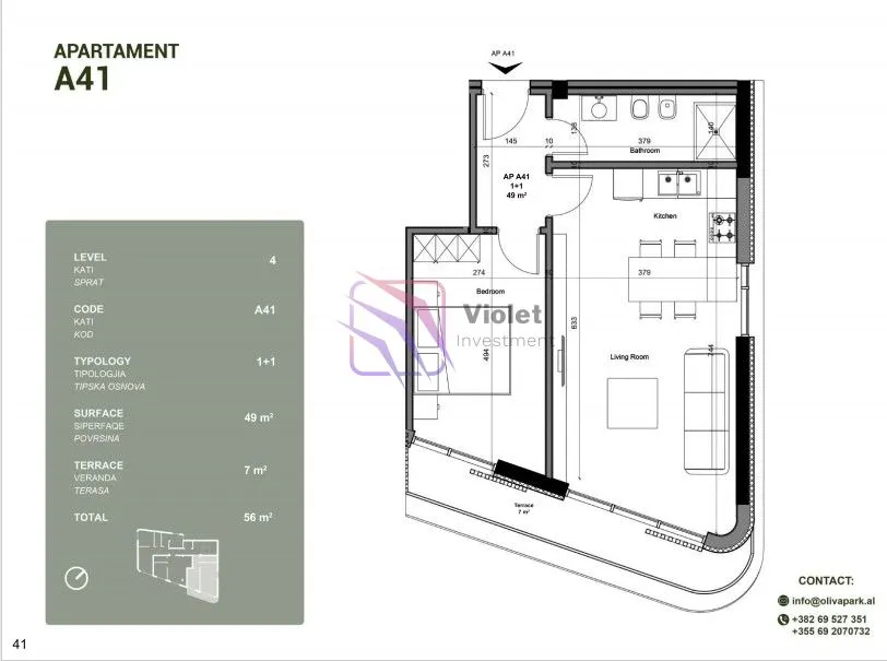 Prodaja, jednosoban stan, 49m², Liman, Ulcinj