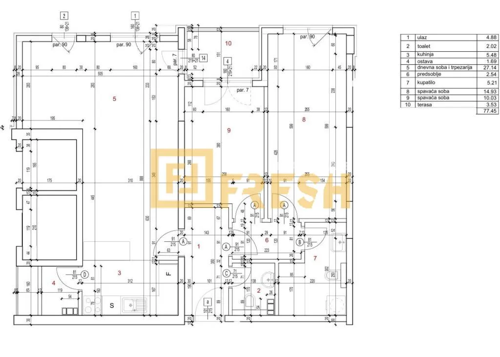 Prodaja, dvosoban stan, 77m², Tološi, Podgorica
