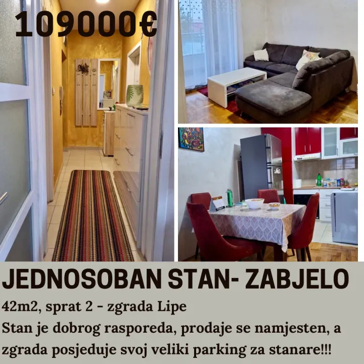 Prodaja, jednosoban stan, 42m², Zabjelo, Podgorica
