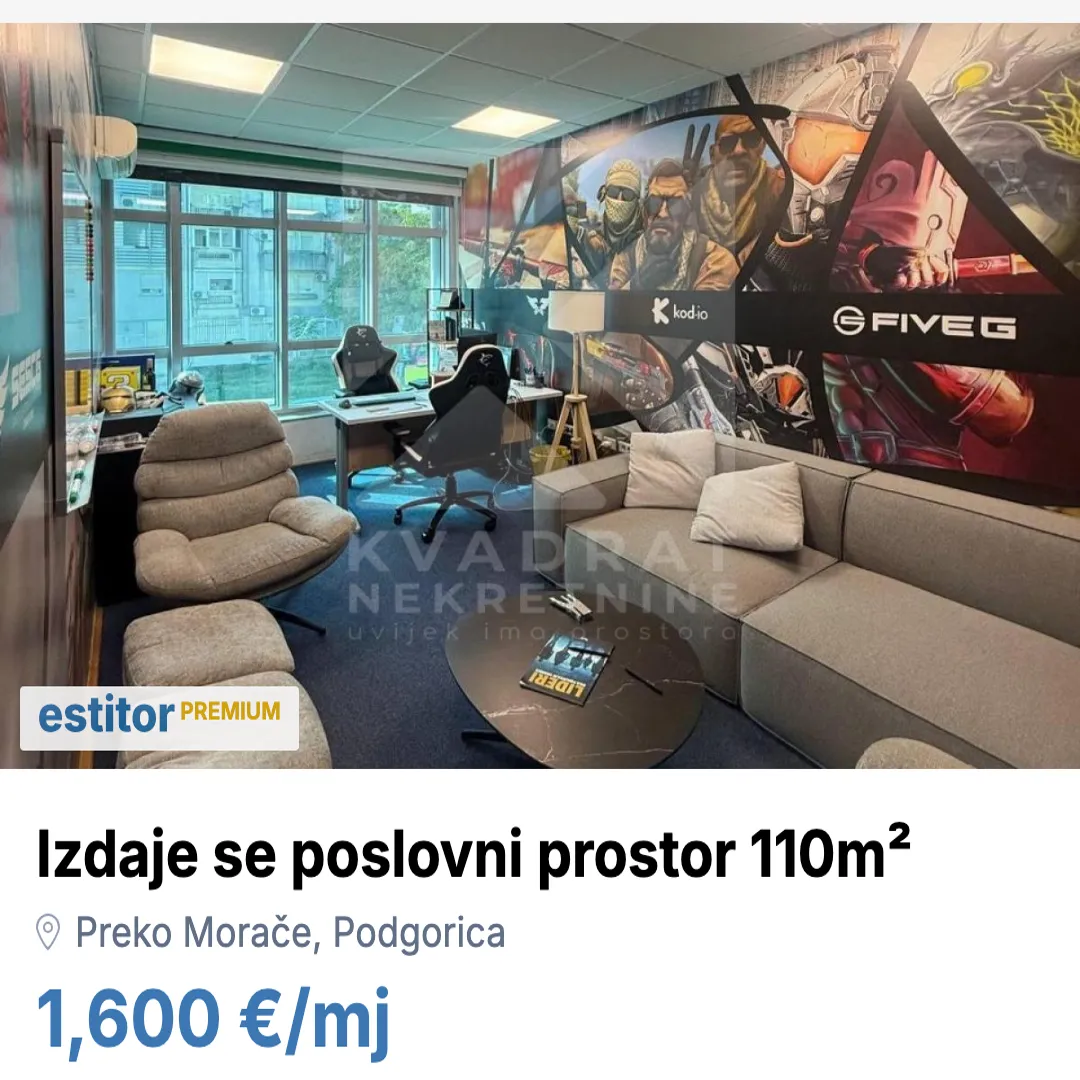 Rent, office space, 110m², Preko Morače, Podgorica