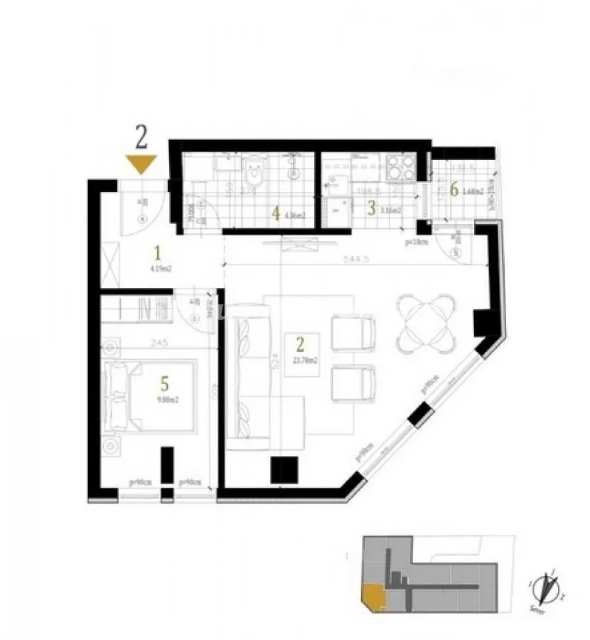 Sale, two bedroom apartment, 46m², Petrovaradin, Novi Sad