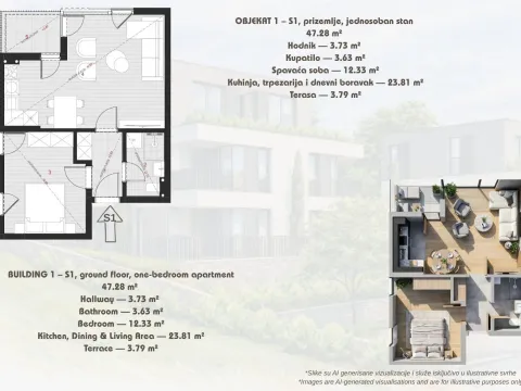 Sale, one bedroom apartment, 47m², Dobrota, Kotor - image 4