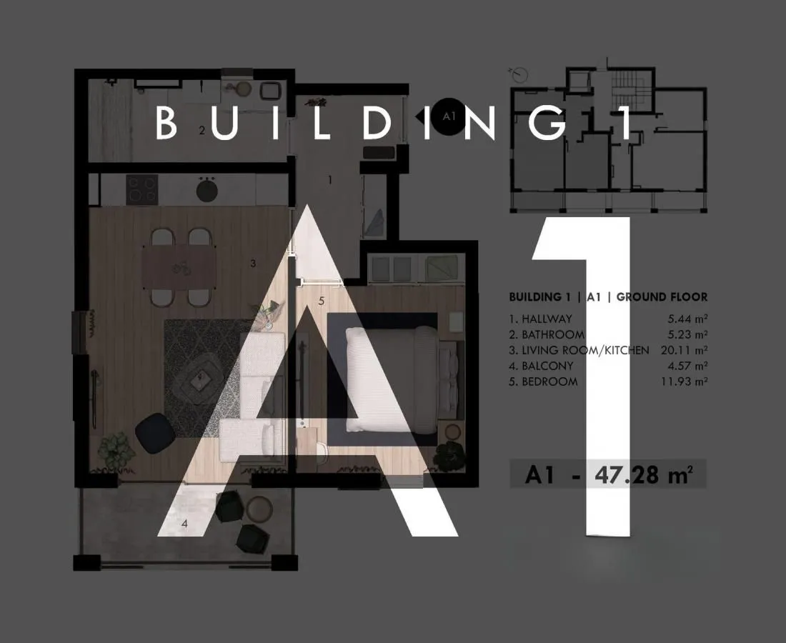 Prodaja, jednosoban stan, 47m², Donja Lastva, Tivat