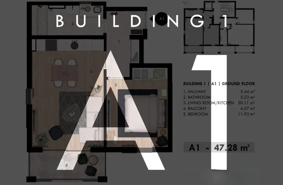 Prodaja, jednosoban stan, 47m², Donja Lastva, Tivat