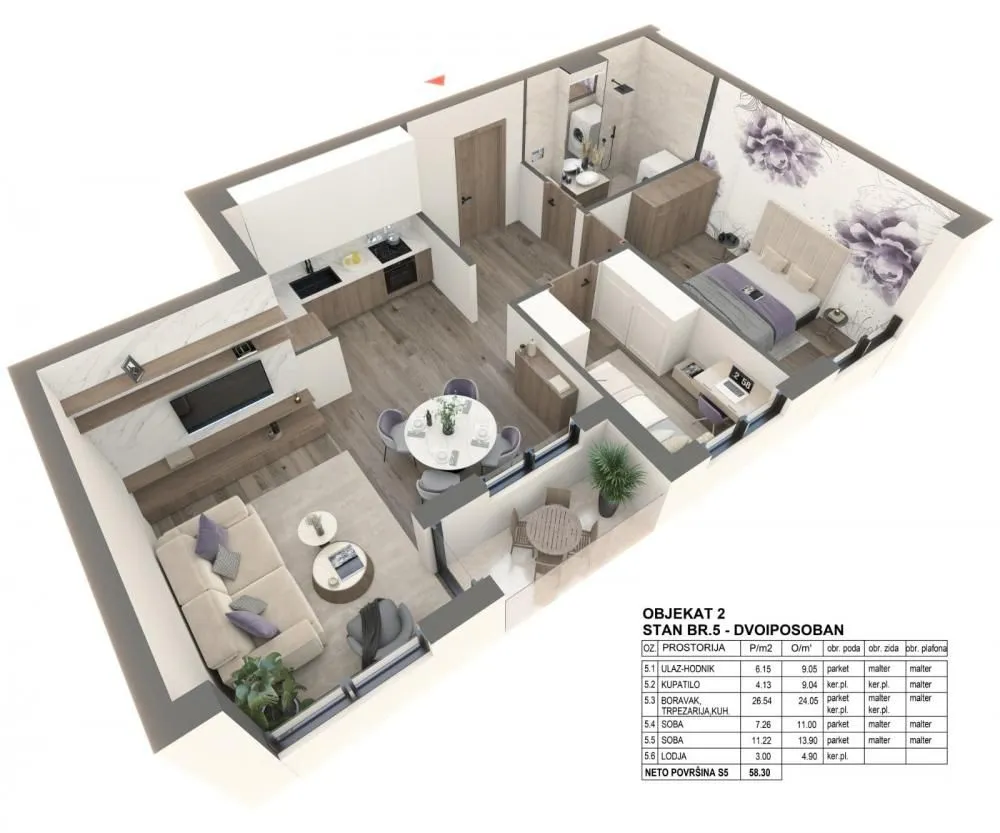 Prodaja, dvosoban stan, 58m², Zemun Gornji Grad, Zemun Sve Podlokacije