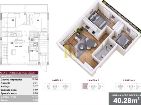 Sale, three bedroom apartment, 47m², Veternik, Novi Sad Sve Podlokacije
