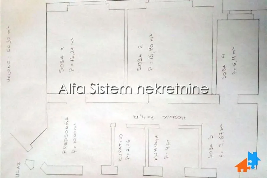 Floor plan sketch of the property with labeled rooms and square footage.