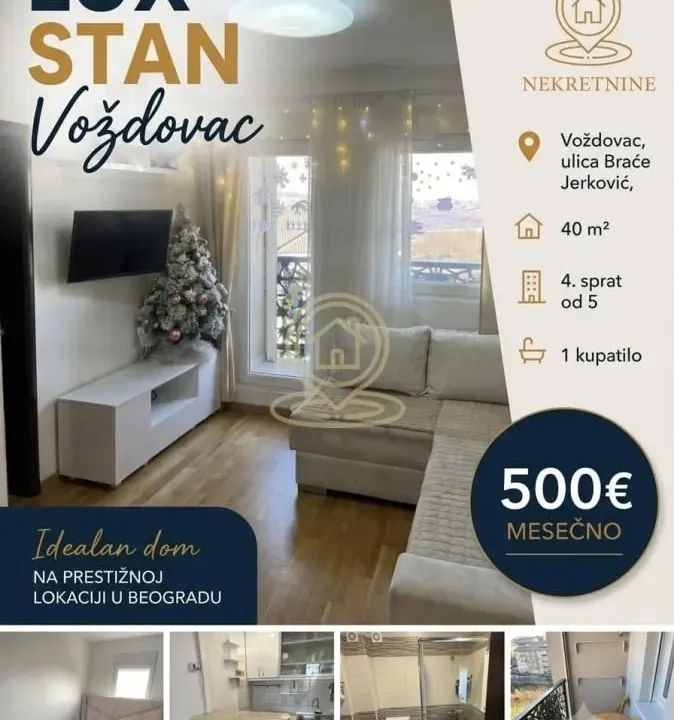 Izdavanje, dvosoban stan, 40m², Brace Jerković, Voždovac Sve Podlokacije