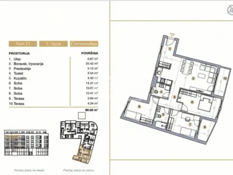 Prodaja, trosoban stan, 88m², Bežanijska Kosa 3, Bežanijska Kosa Sve Podlokacije