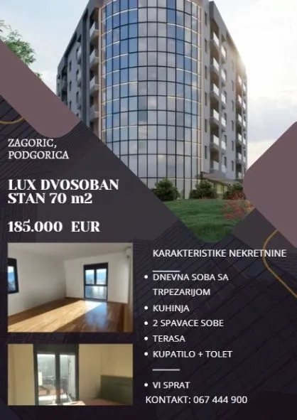Prodaja, dvosoban stan, 69m², Zagorič, Podgorica