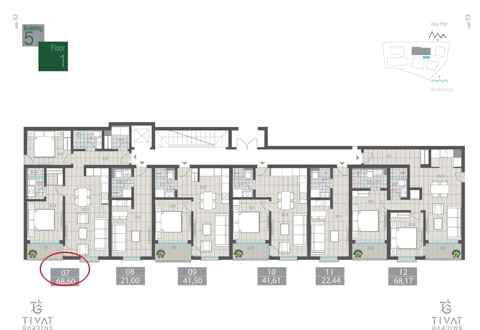 Prodaja, dvosoban stan, 69m², Centar, Tivat