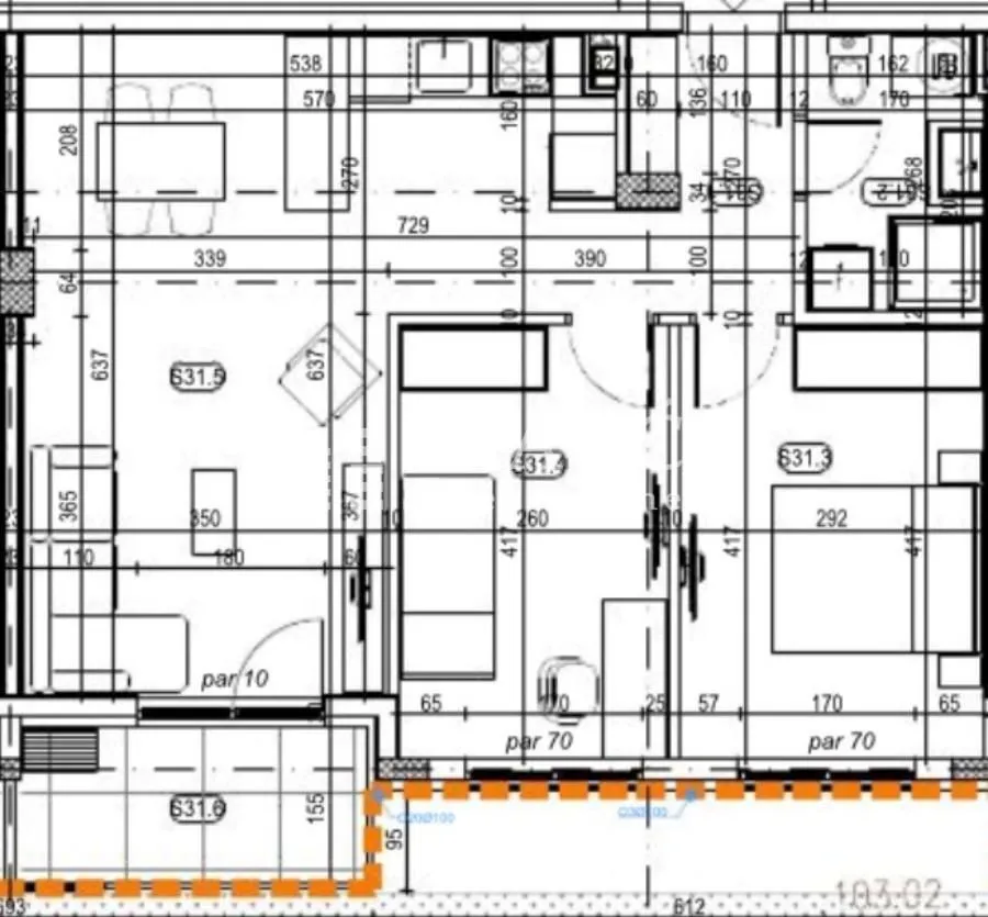 Arhitektonski nacrt i plan stanovanja sa dimenzijama prostorija.