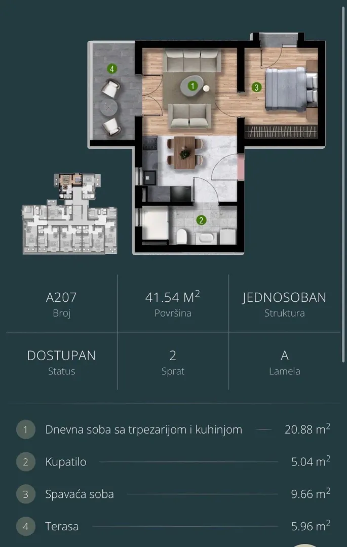 Prodaja, jednosoban stan, 42m², Polje, Bar