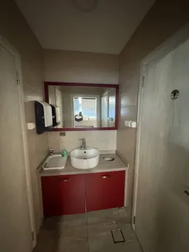 Small bathroom with a sink and a large mirror. - image 10