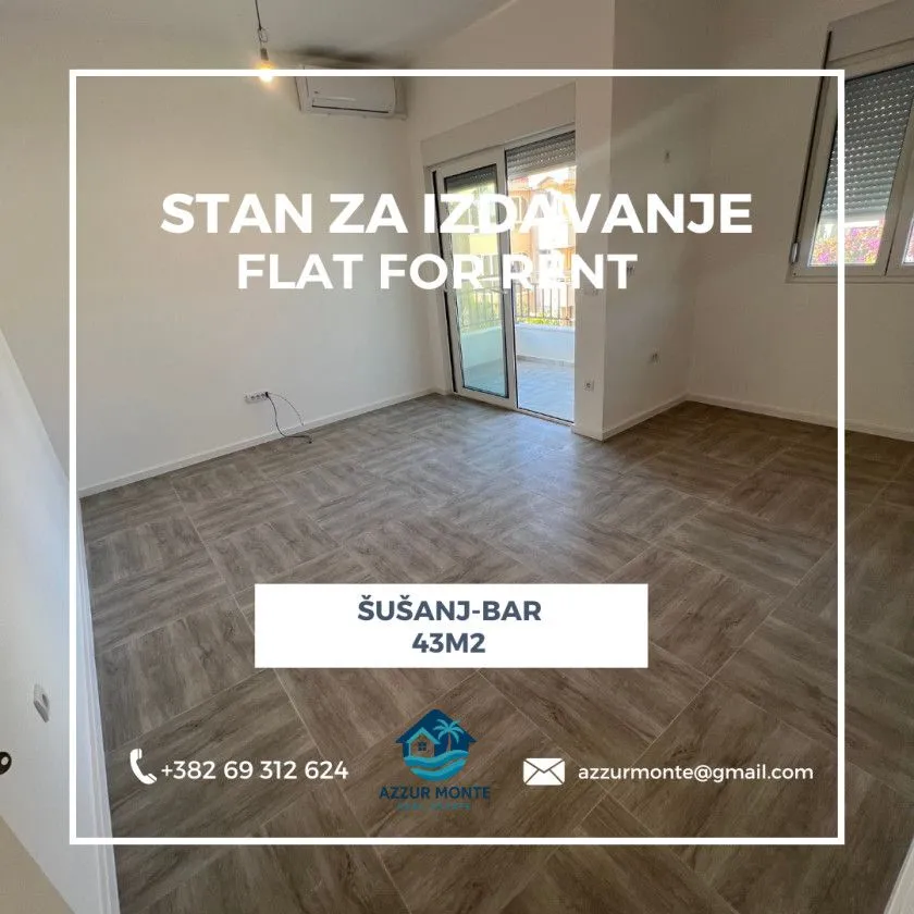 Izdavanje, stan, 43m², Šušanj, Bar