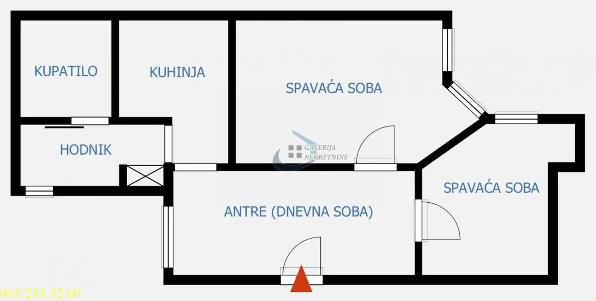 Sale, two bedroom apartment, 44m², Stari Grad, Beograd