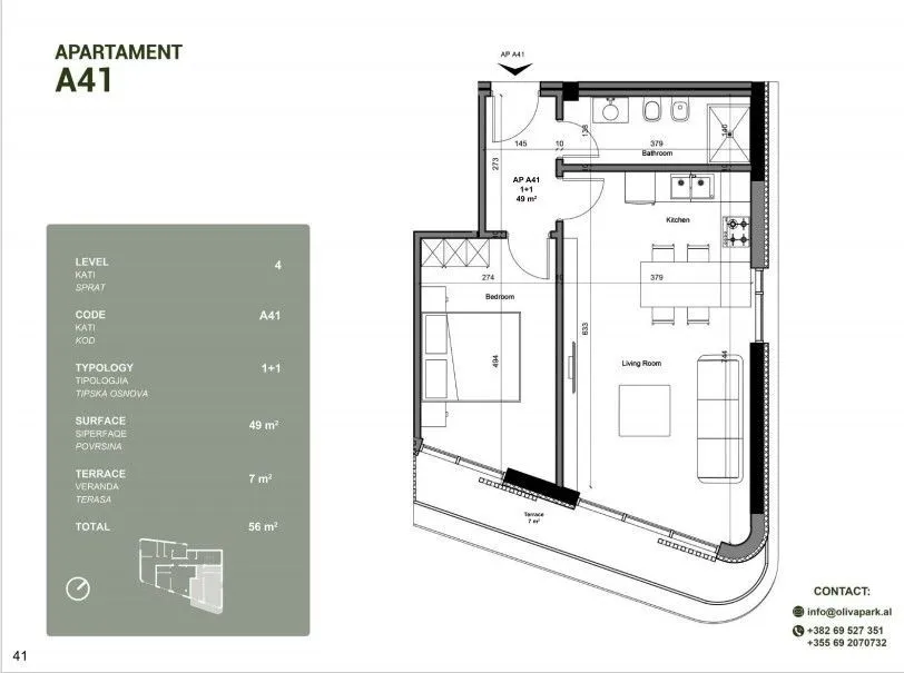 Prodaja, jednosoban stan, 54m², Liman, Ulcinj